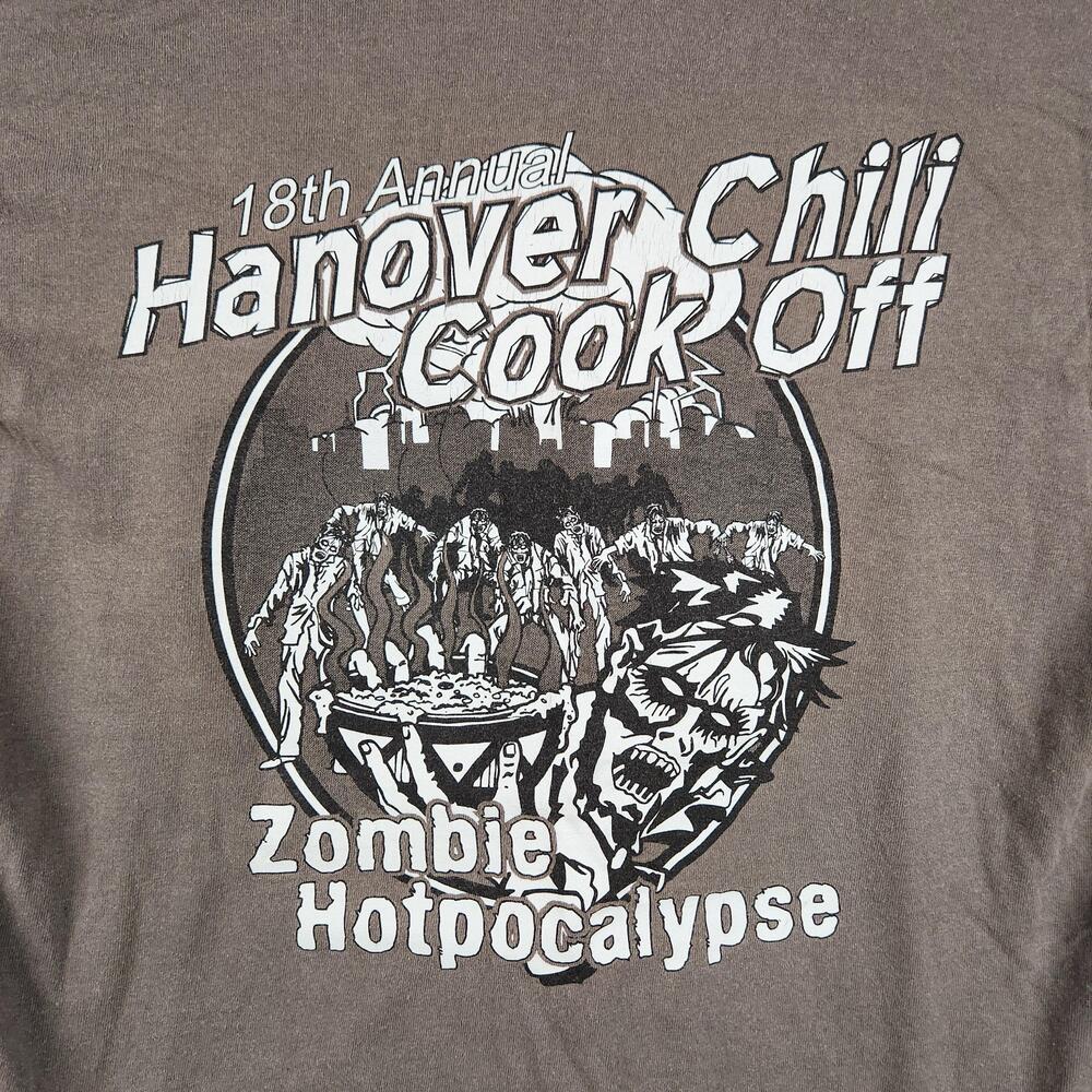 Hanover Chili Cook Off Shirt Mens Large Brown Zombie Hotpocalypse Tee Graphic